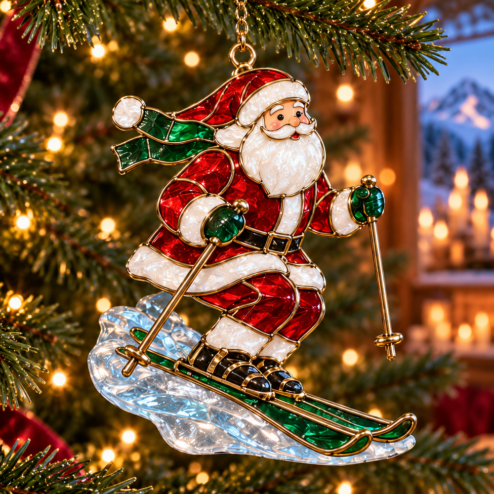 Santa's Ski Adventure Christmas ornament