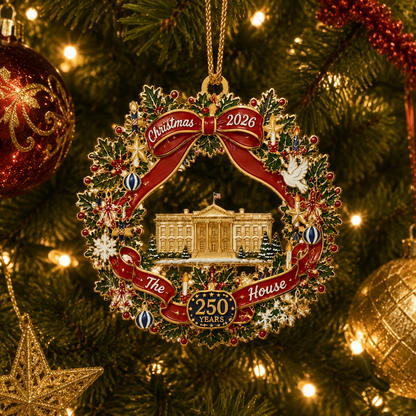 ✨White House Scene Christmas Wreath Commemorative Ornament
