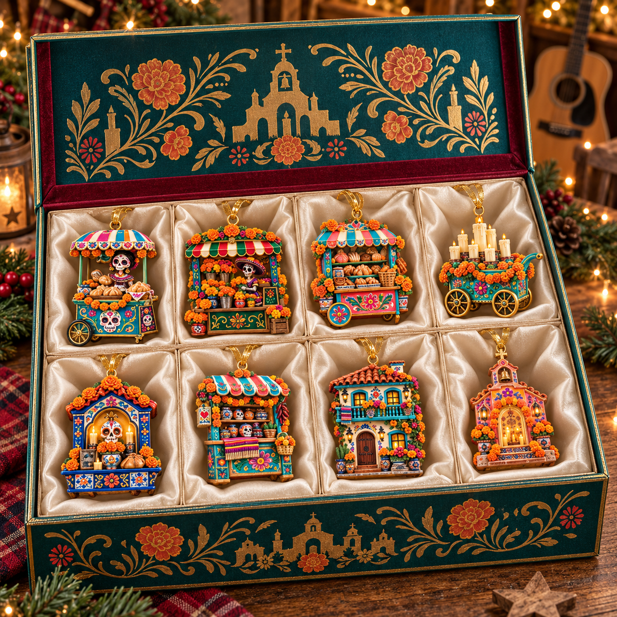 2026 Día de Muertos Village Ornaments – Miniature Market & Marigold Keepsake Collection