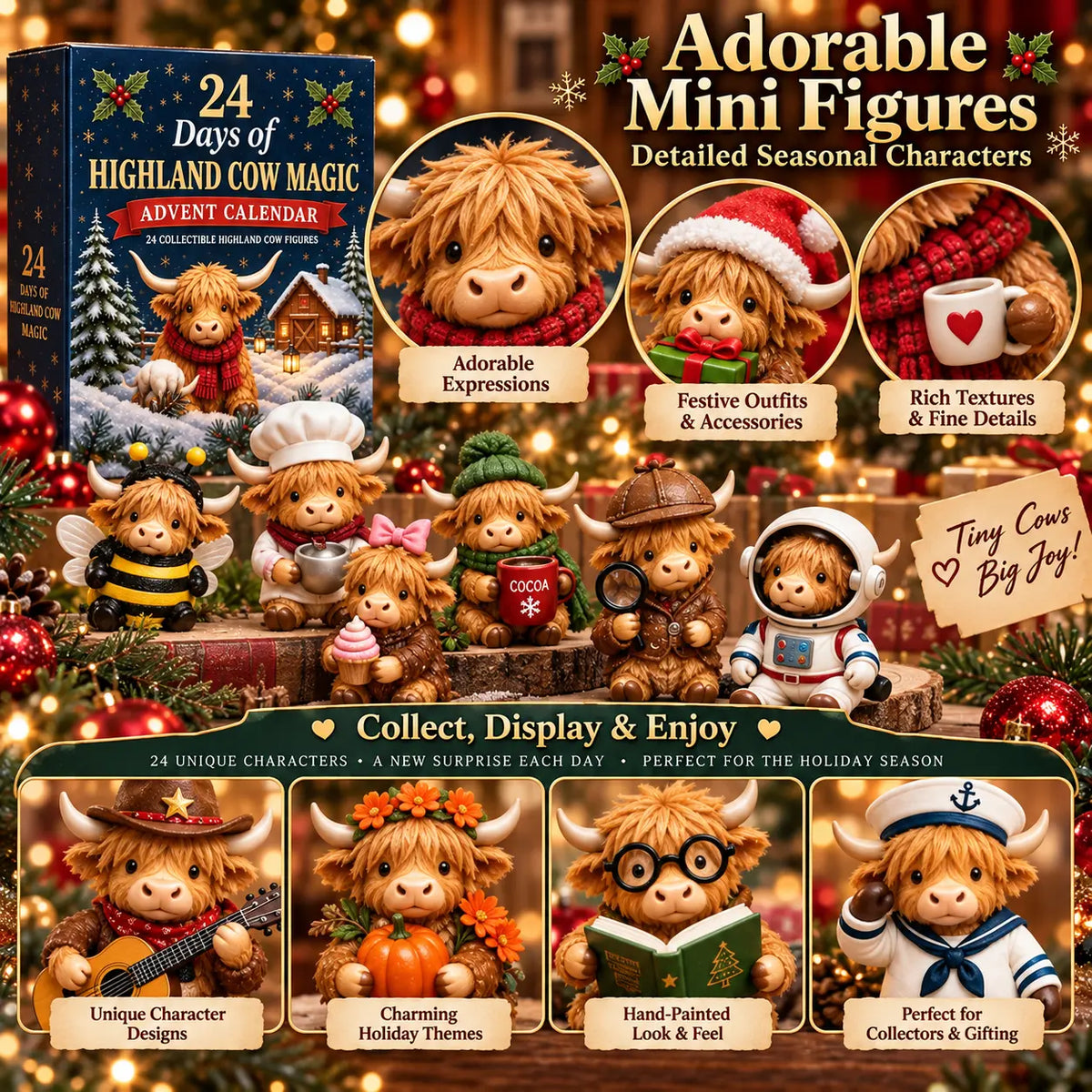 24-Day Highland Cow Advent Calendar - Christmas Countdown Gift Box 🐄🎁 - image 2