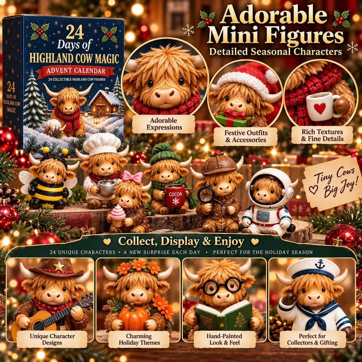 24-Day Highland Cow Advent Calendar - Christmas Countdown Gift Box 🐄🎁 - image 2