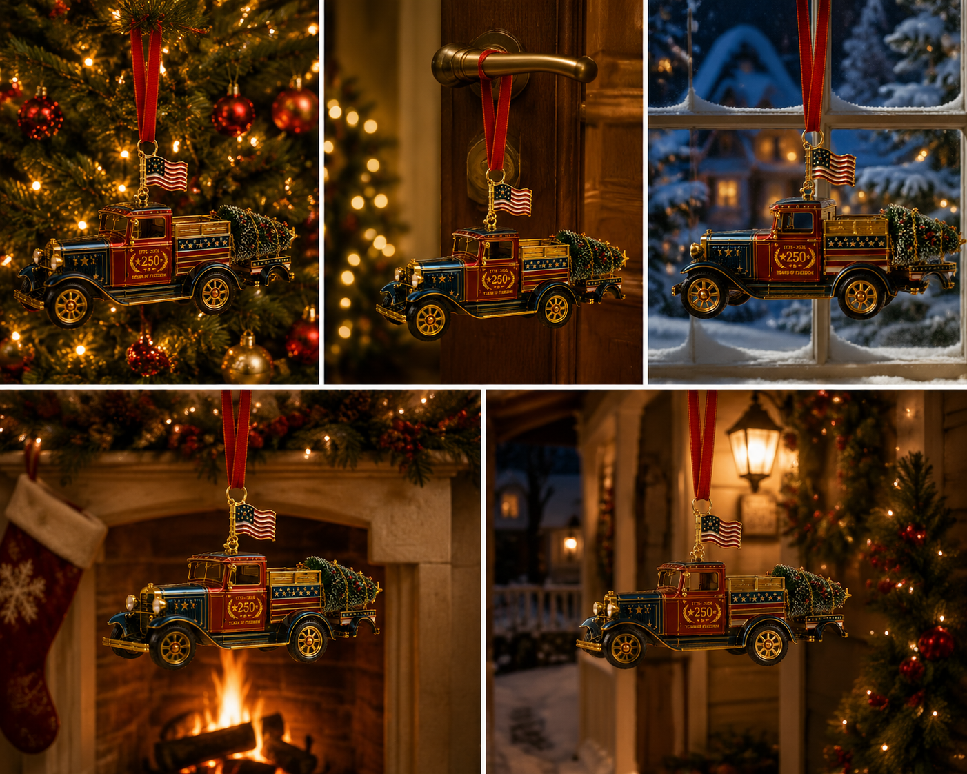 ✨Patriotic Christmas Truck Ornament