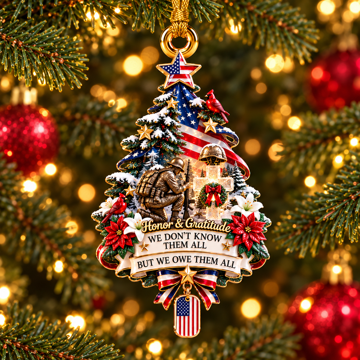 2026 Honor & Gratitude Christmas Tree Ornament – Military Tribute & Memorial Keepsake