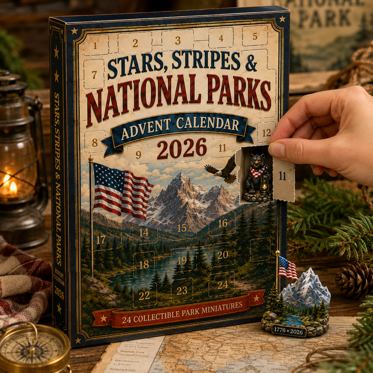 National Parks Adventure Advent Calendar 2026 – 24 Days of American Wilderness, Collector-Grade Miniature Keepsakes, Acrylic Charms Blind Box