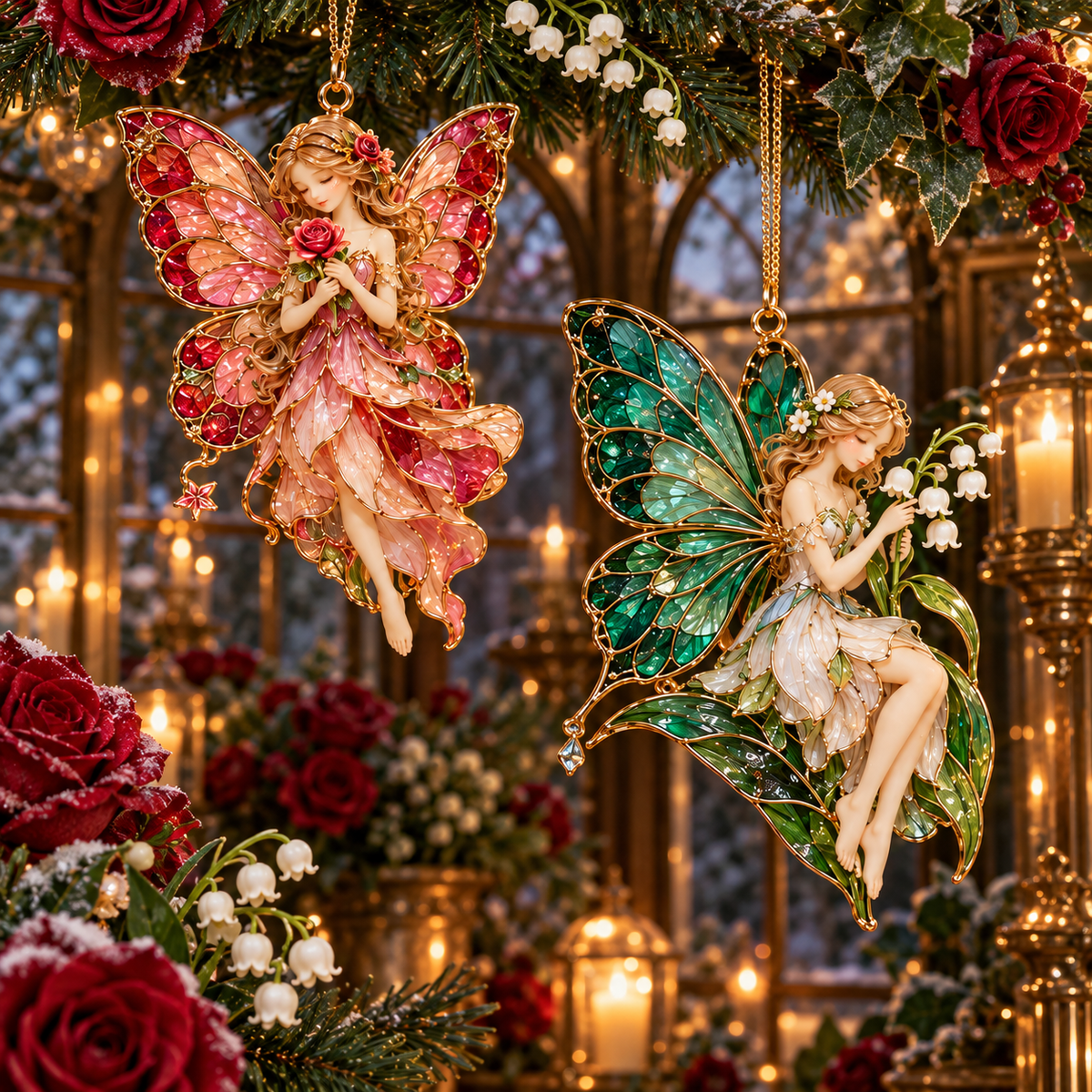 ✨ 2026 Enchanted Stained Glass Fairy Christmas Ornaments – Set of 6