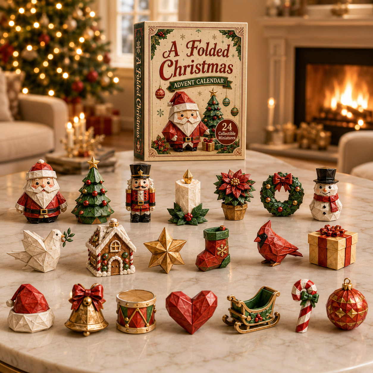 A Folded Christmas 24-Day Advent Calendar – 24 Collectible  Christmas Miniatures, Premium Holiday Countdown Gift Set for Families & Collectors
