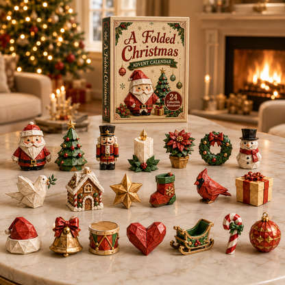 A Folded Christmas 24-Day Advent Calendar – 24 Collectible  Christmas Miniatures, Premium Holiday Countdown Gift Set for Families & Collectors