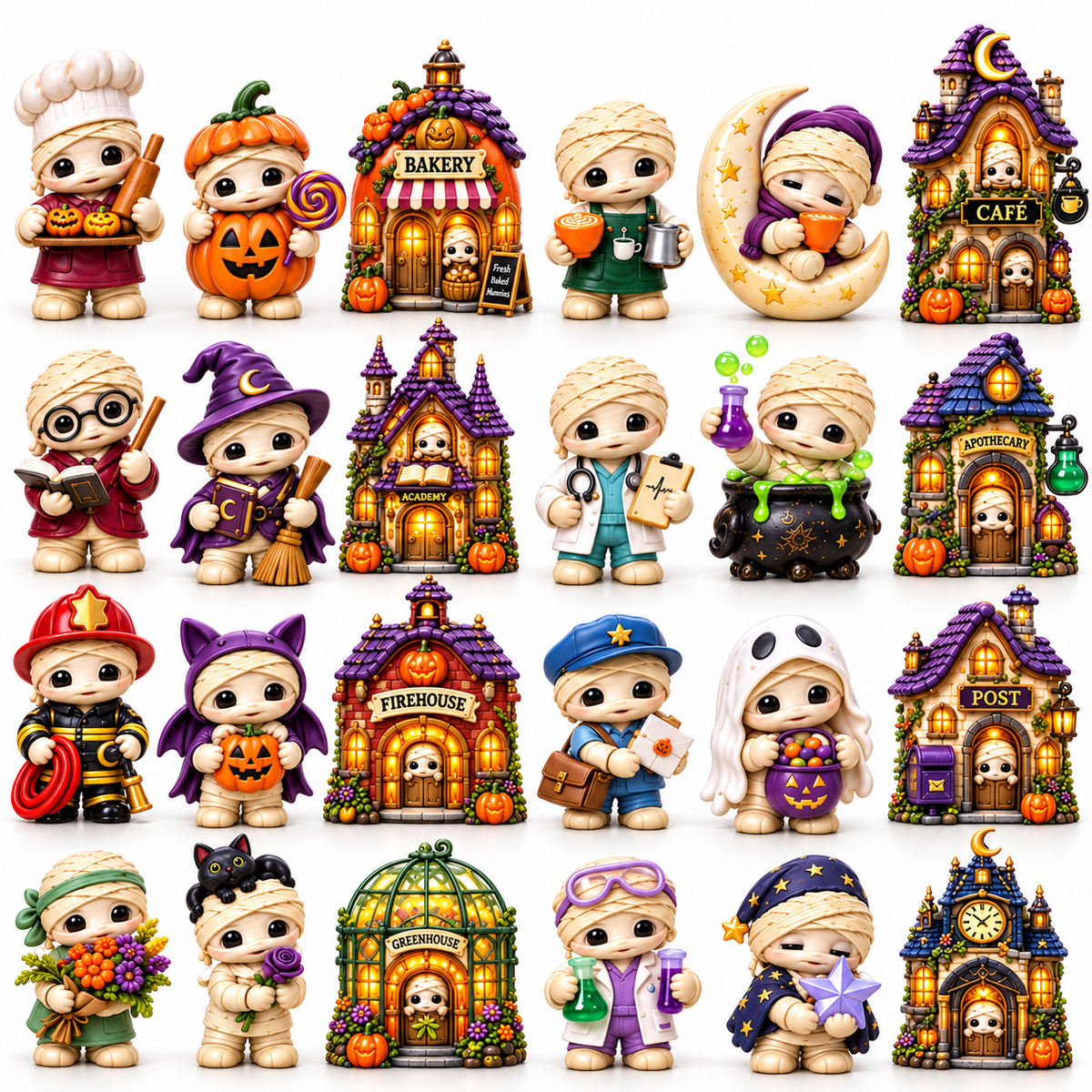 2026 Moonlit Mummy Town Halloween Advent Calendar – 24 Adorable Mummy & Village Collectibles in a Deluxe Gift Box