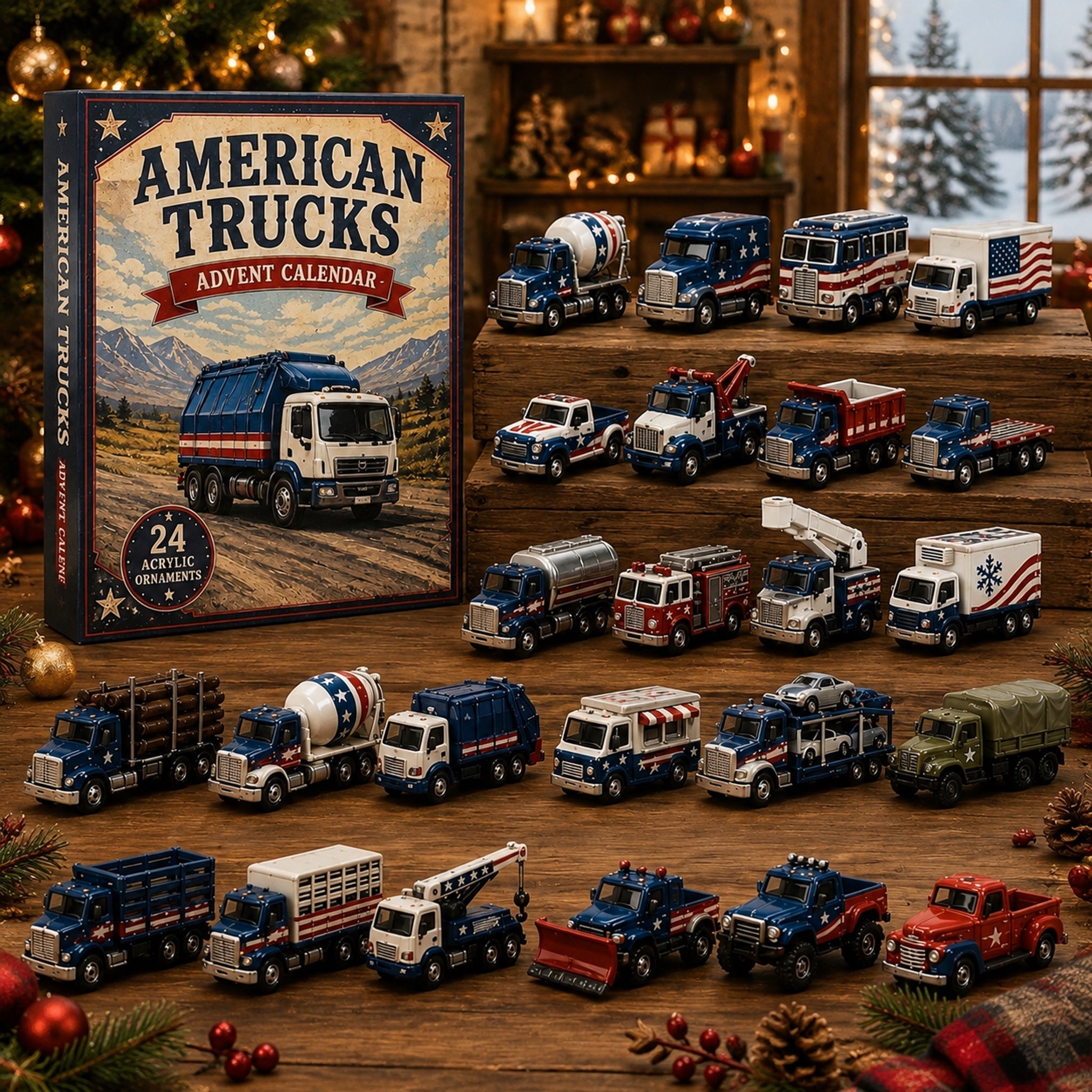 American Trucks Fleet Advent Calendar 2026 - 24-Day Festive Countdown, Acrylic Charms Blind Box