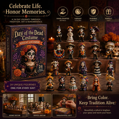 Day of the Dead Costume Advent Calendar 2026 - 24-Day Festive Countdown, Acrylic Charms Blind Box