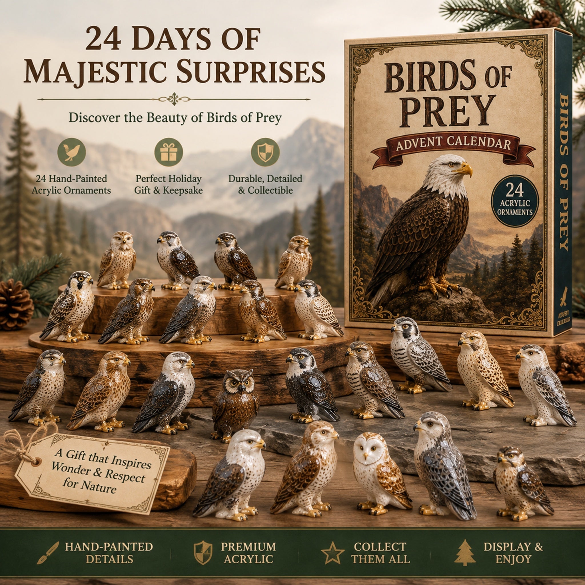 Birds Of Prey Advent Calendar 2026 - 24-Day Festive Countdown, Acrylic Charms Blind Box