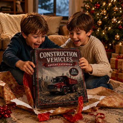 Construction Vehicles Fleet Advent Calendar 2026 - 24-Day Festive Countdown, Acrylic Charms Blind Box