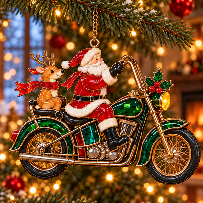 🏍️ 2026 Santa Claus Motorcycle Christmas Ornaments – Set of 6 Vintage Holiday Biker Keepsakes
