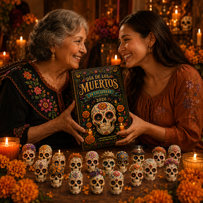 Dia de los Muertos 24-Day Advent Calendar – 24 Collectible Sugar Skull Figurines, Premium Day of the Dead Countdown Gift Set for Collectors & Holiday Lovers