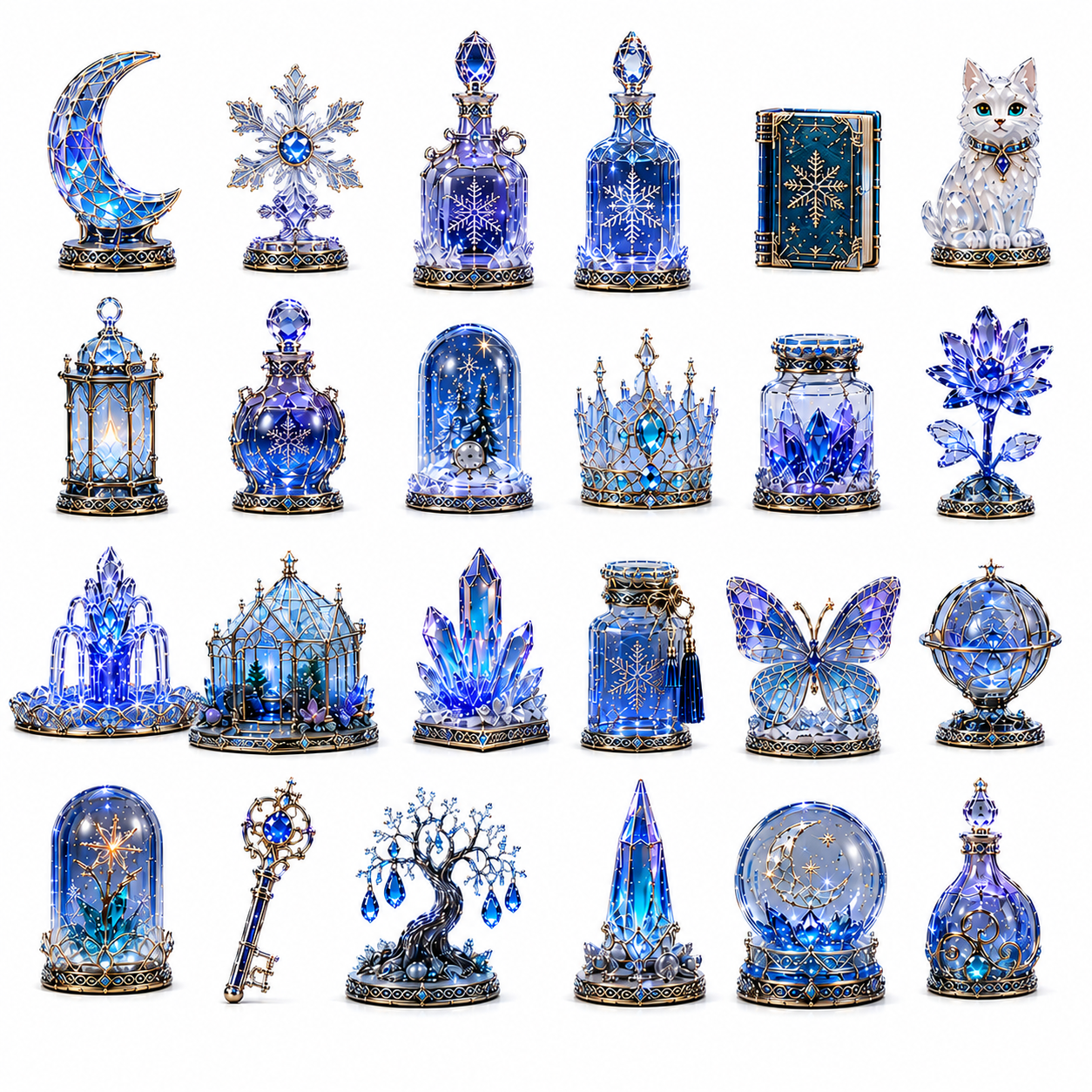 Moonlit Crystal Conservatory 2026 – 24-Day Crystal Miniature Countdown Calendar | Enchanted Winter Collectible Gift Set