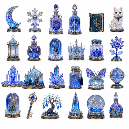 Moonlit Crystal Conservatory 2026 – 24-Day Crystal Miniature Countdown Calendar | Enchanted Winter Collectible Gift Set
