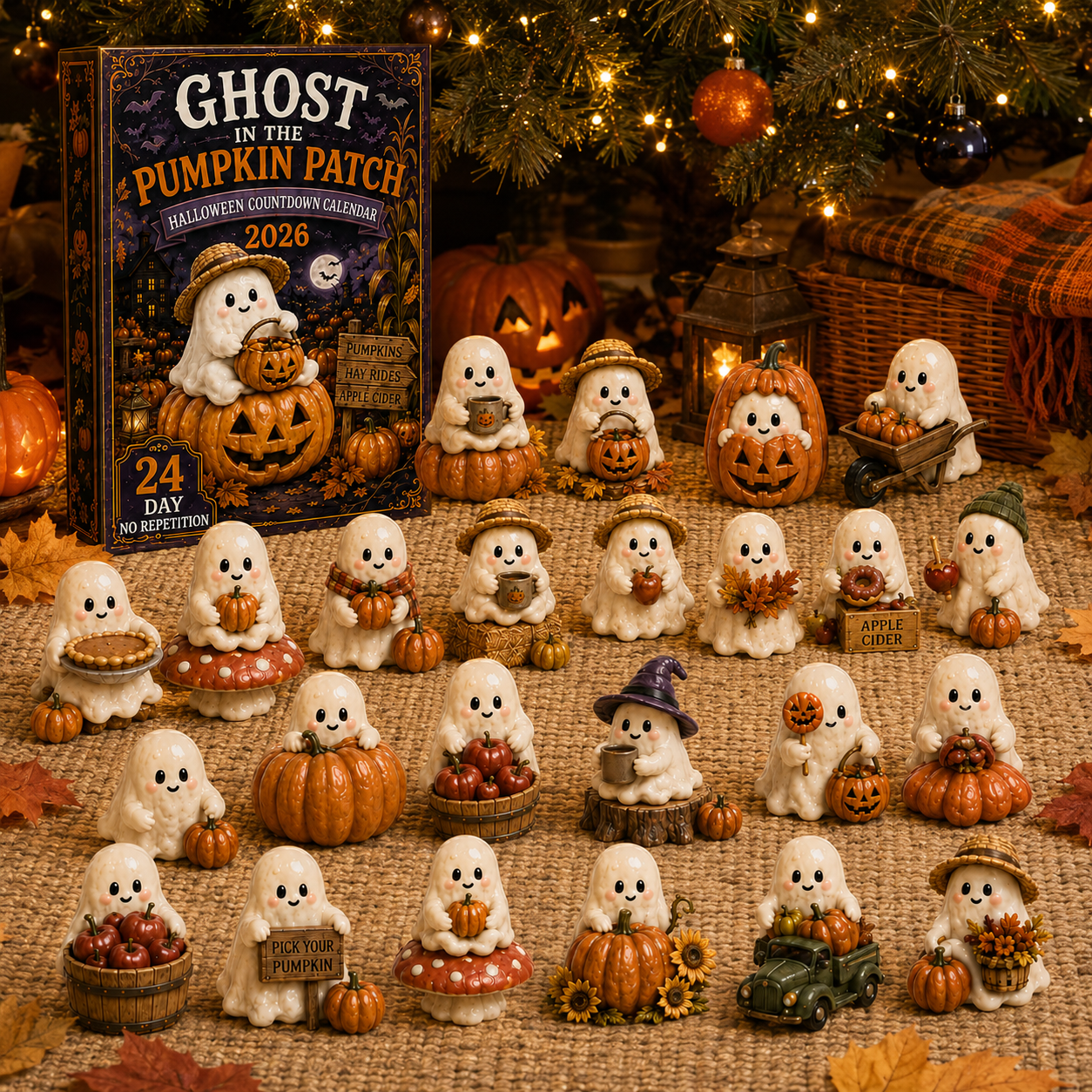 Ghost in the Pumpkin Patch Advent Calendar 2026 – 24 Unique Halloween Ghost Miniatures,