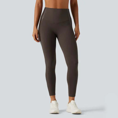 High Waisted Stretchy PU Tummy Control Yoga Leggings with Pocket 🖤✨