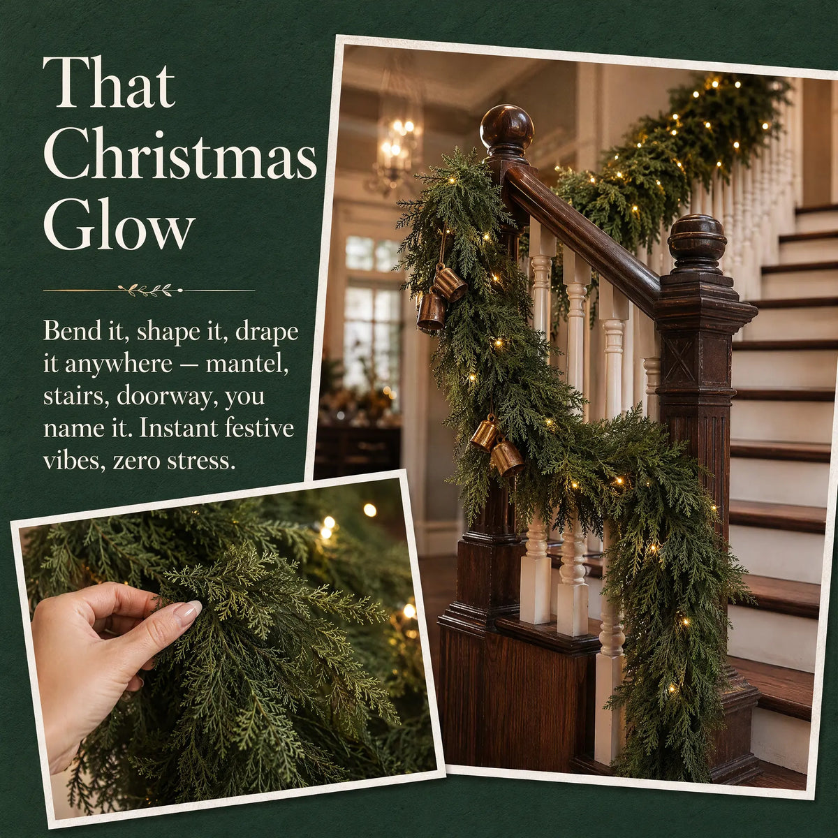 6 FT 2 Pcs Artificial Cedar Garlands, Real Touch Winter Cedar Garland🌲 - image 8