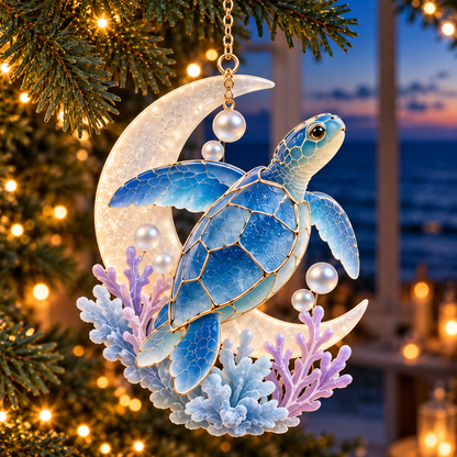 🐢 2026 Ocean Christmas Sea Turtle Ornaments – Set of 6 Coastal Holiday Keepsakes