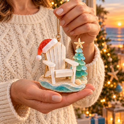🏖️ 2026 Coastal Christmas Beach Chair Ornaments – Set of 6 Seaside Holiday Keepsakes