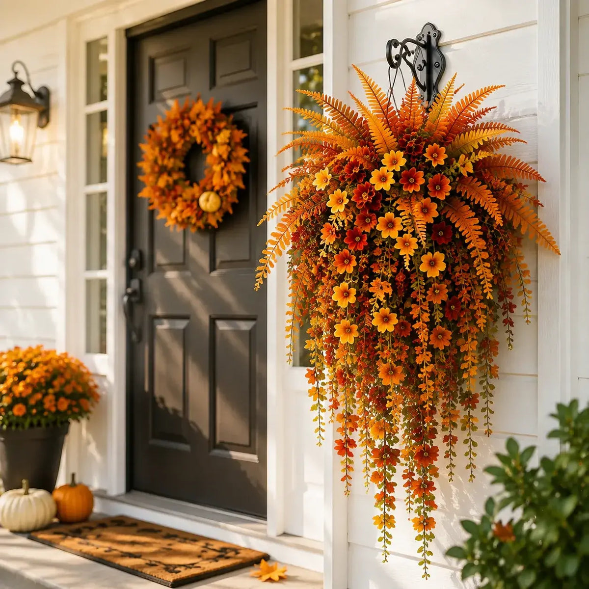 UV‑resistant artificial Boston fern plant, realistic large outdoor hanging autumn faux plant🍂 - image 7
