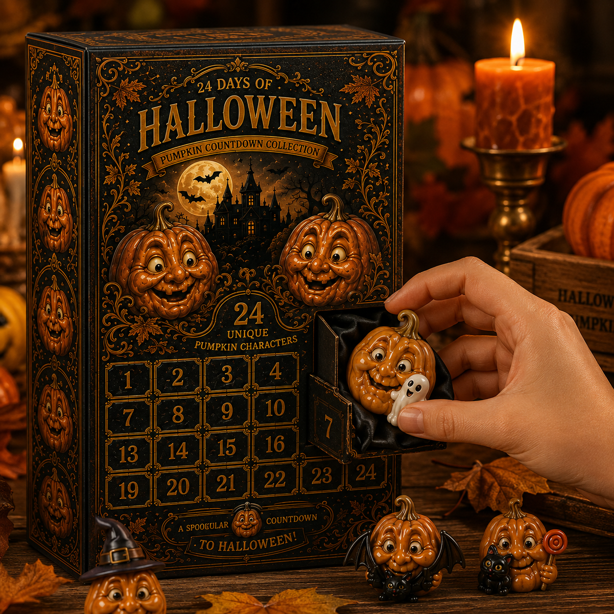 ✨24-Day Christmas Countdown Advent Calendar –Halloween Pumpkin Ornament