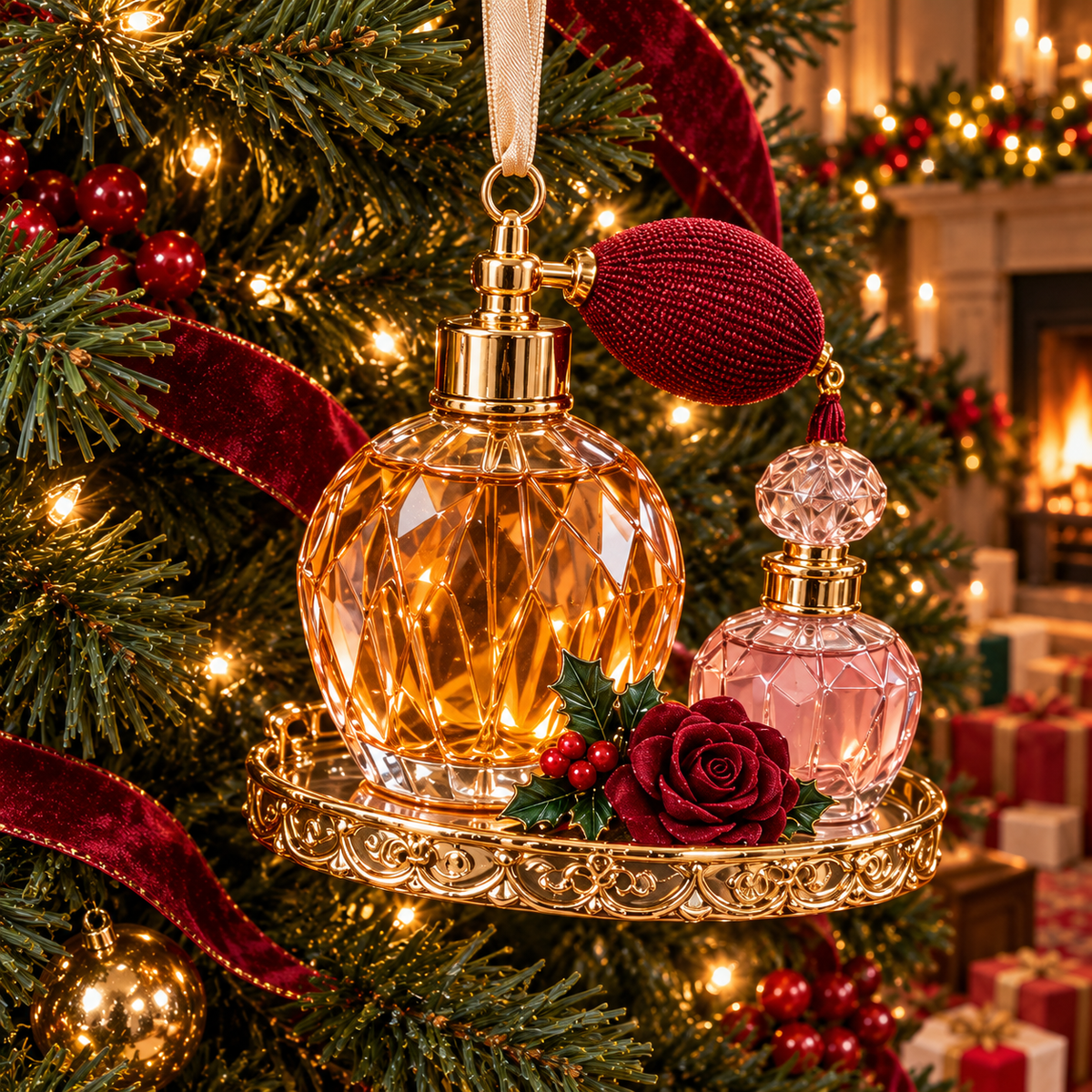 Vintage Glamour Christmas Ornaments – 6 Elegant Makeup & Beauty-Themed Holiday Decorations | Perfect Christmas Gifts for Makeup Lovers & Beauty Enthusiasts 🎄💄✨