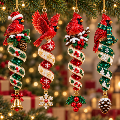 Cardinal Christmas Ribbon Ornament Collection