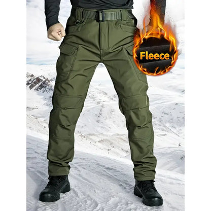 HOMUG Men's Fleece-Lined Tactical Cargo Pants, Windproof Warm Work Pants with Multi-Pockets, 320g Fabric, Regular Fit Outdoor Pants for Fall & Winter