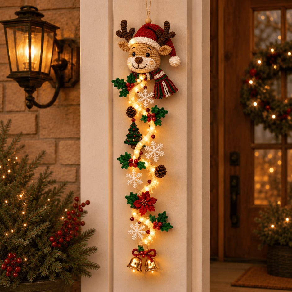 🎄MerryCascade Glowing Christmas Door Hanger | 6 Festive Lighted Designs with Warm Glow, Dimensional Details & Space-Saving Vertical Décor ✨ - image 7