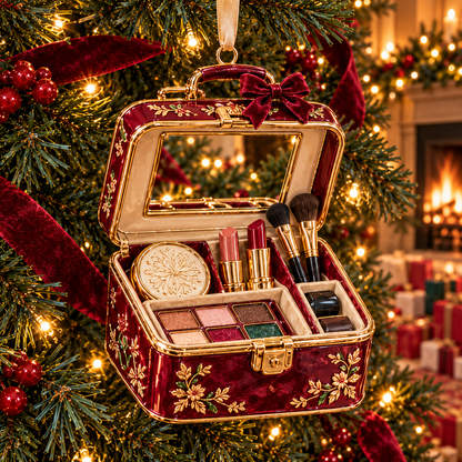 Vintage Glamour Christmas Ornaments – 6 Elegant Makeup & Beauty-Themed Holiday Decorations | Perfect Christmas Gifts for Makeup Lovers & Beauty Enthusiasts 🎄💄✨
