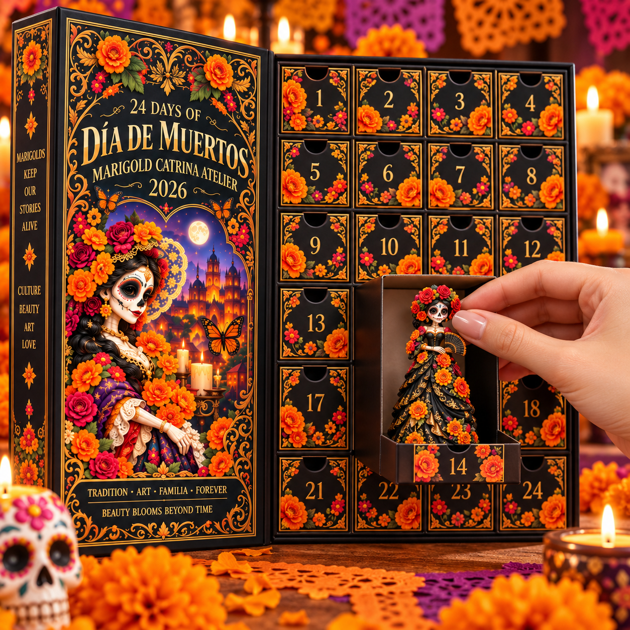 Día de Muertos Marigold Catrina Atelier Advent Calendar 2026