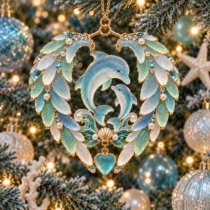 2026 Ocean Wonders Christmas Ornaments – 6-Piece Coastal Sea Life Heart Ornament Collection | Unique Christmas Tree Decorations & Gifts for Ocean Lovers