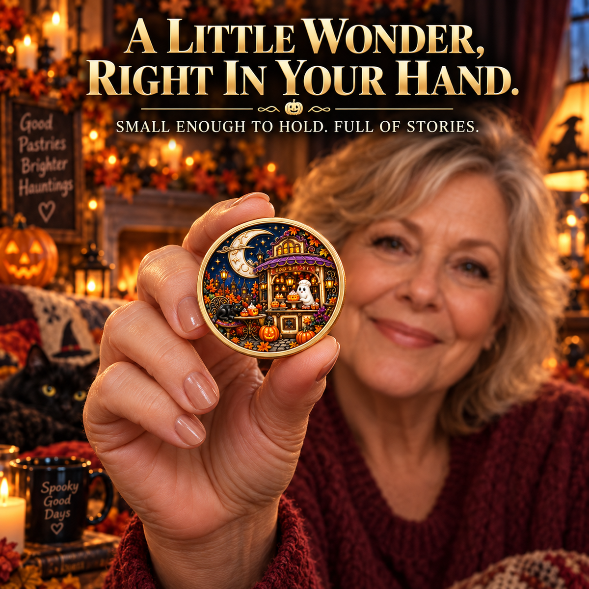 2026 Enchanted Halloween Collectible Coins – 8 Double-Sided Designs with Witches, Ghosts & Moonlit Villages