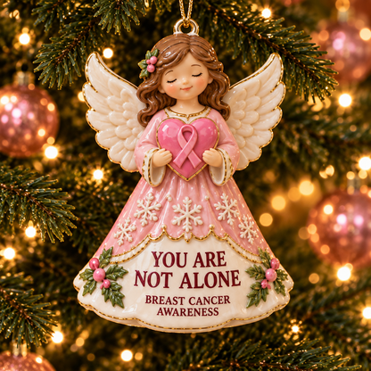 Pink Ribbon Christmas Ornaments – 6-Piece Breast Cancer Awareness Gift Set of Hope, Love & Support