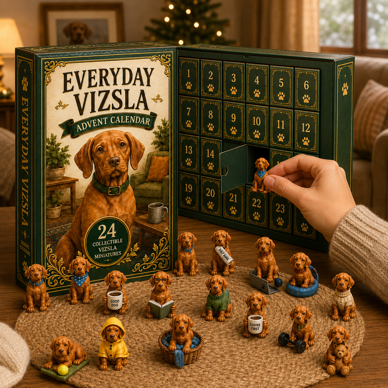 Everyday Vizsla Advent Calendar 2026 – 24 Days of Adorable Vizsla Miniatures, Daily Dog Moments & Perfect Gifts for Vizsla Lovers, Acrylic Charms Blind Box