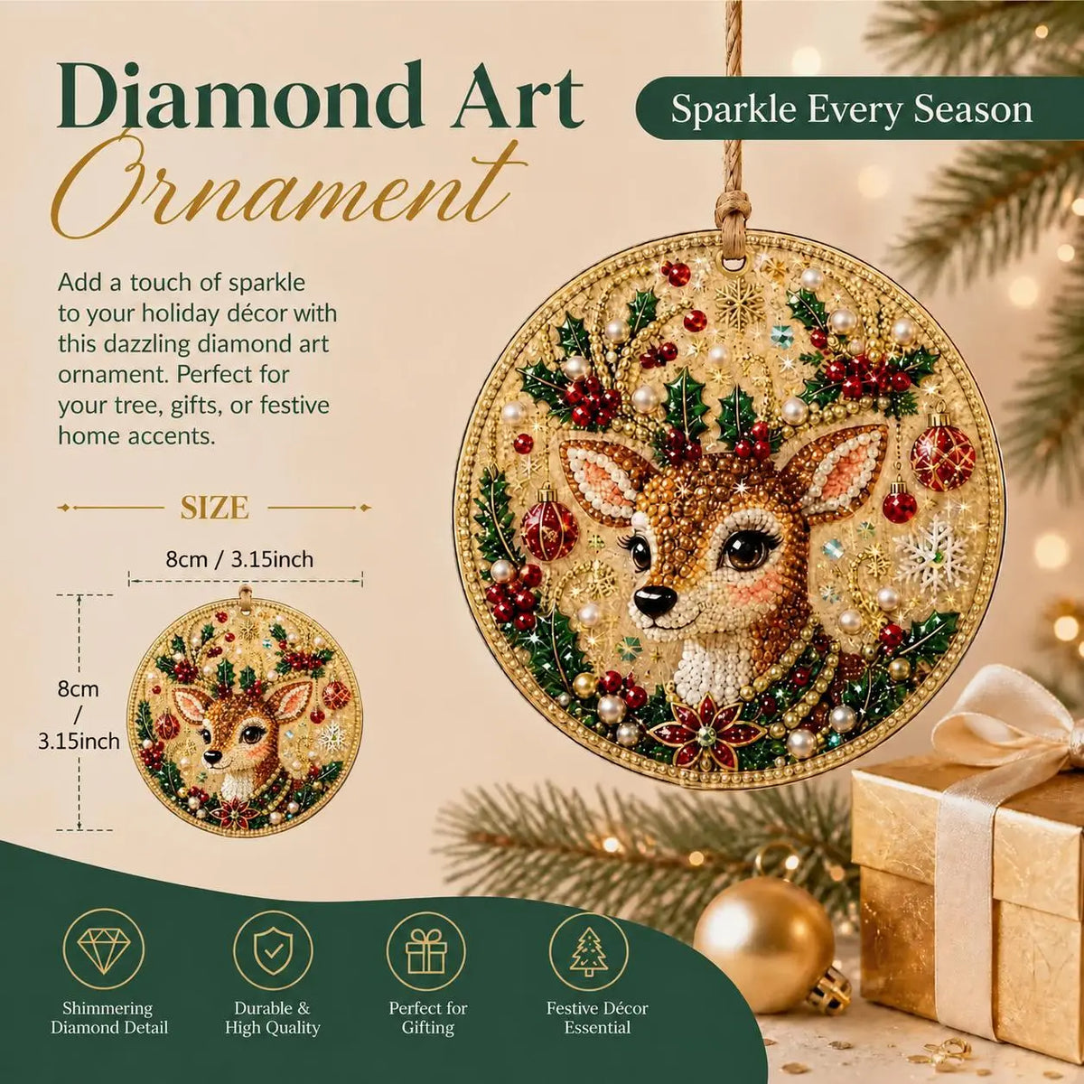 6Pcs/12Pcs Christmas DIY Diamond Painting Ornaments Kit, Xmas Tree Hanging Pendant🎄 - image 8