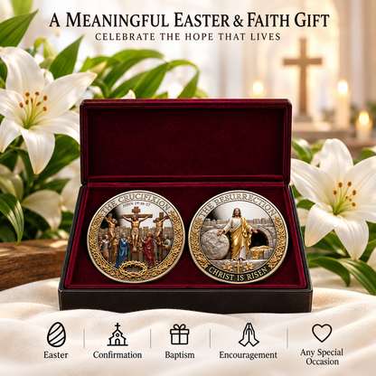 Two Sides, One Promise – Crucifixion & Resurrection Commemorative Coin, Christian Faith Keepsake Celebrating Sacrifice, Hope & the Risen Christ