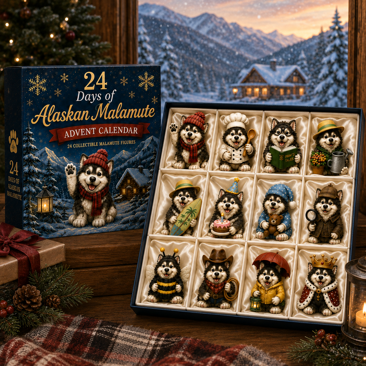 Alaskan Malamute Advent Calendar 2026 – 24 Days of Adorable Collectible Malamute Figurines
