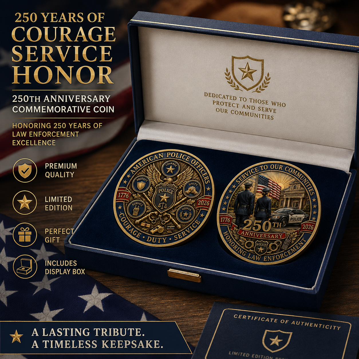🎉🇺🇸 Limited Edition! 🔥🎁The Ultimate "Thank You" – 250th Anniversary American Police Officer Commemorative Coin (1776-2026) 🦅 - image 5