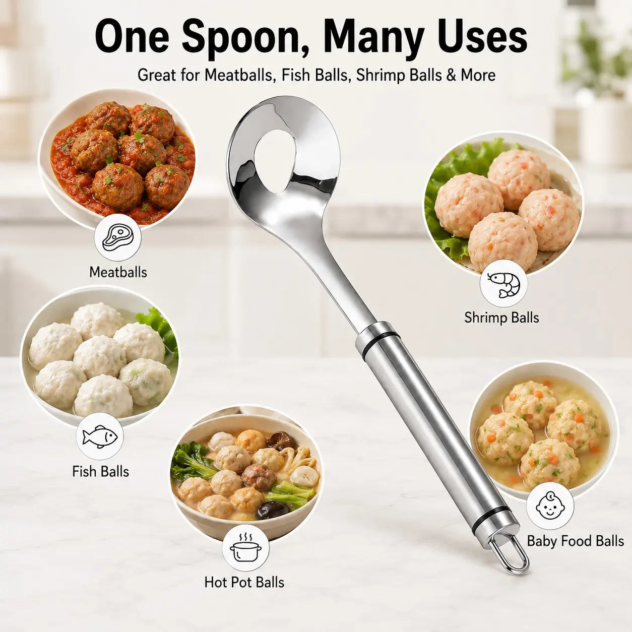 Stainless Steel Meatball Maker Spoon, Non‑Stick Meat Ball Extrusion Scoop 🍲 - image 10