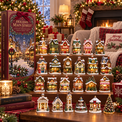 2026 Holiday Main Street 24-Day Christmas Countdown Calendar – 24 Unique Christmas Village Shop Miniatures, Charming Snowy Town Collector’s Gift