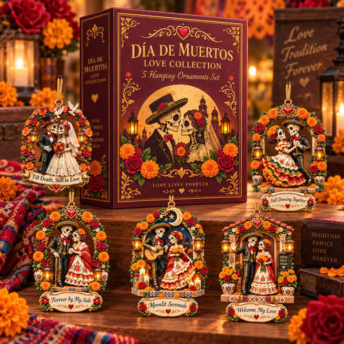 Día de Muertos Love Ornament -  Skeleton Couple Hanging Keepsake Collection, Romantic Day of the Dead Gift for Couples & Loved Ones