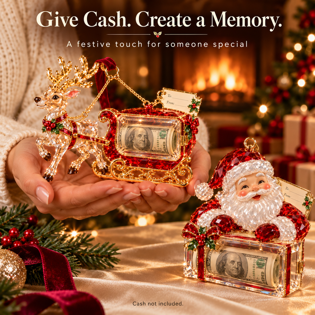 2026 Crystal-Style Christmas Money Holder Ornaments – 20 Festive Designs with Gift Tags