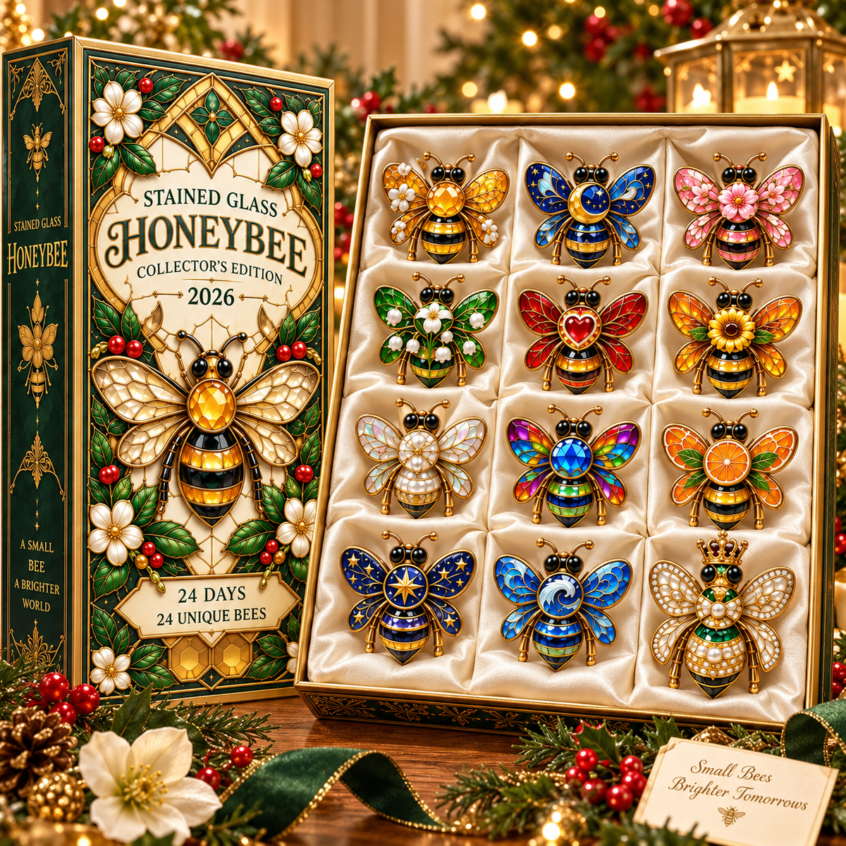 24 Days of Brilliant Wings — Stained Glass Honeybee Collector’s Advent Calendar 2026