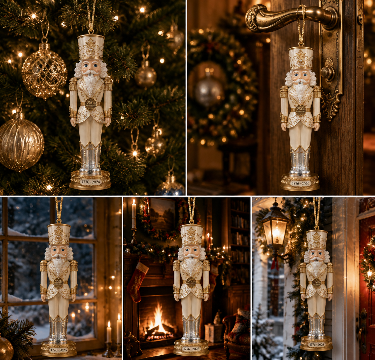 🔥Last 60 pcs✨⏰ Limited anniversary edition✨2026 America 250th Anniversary Ivory & Gold Nutcracker Ornament