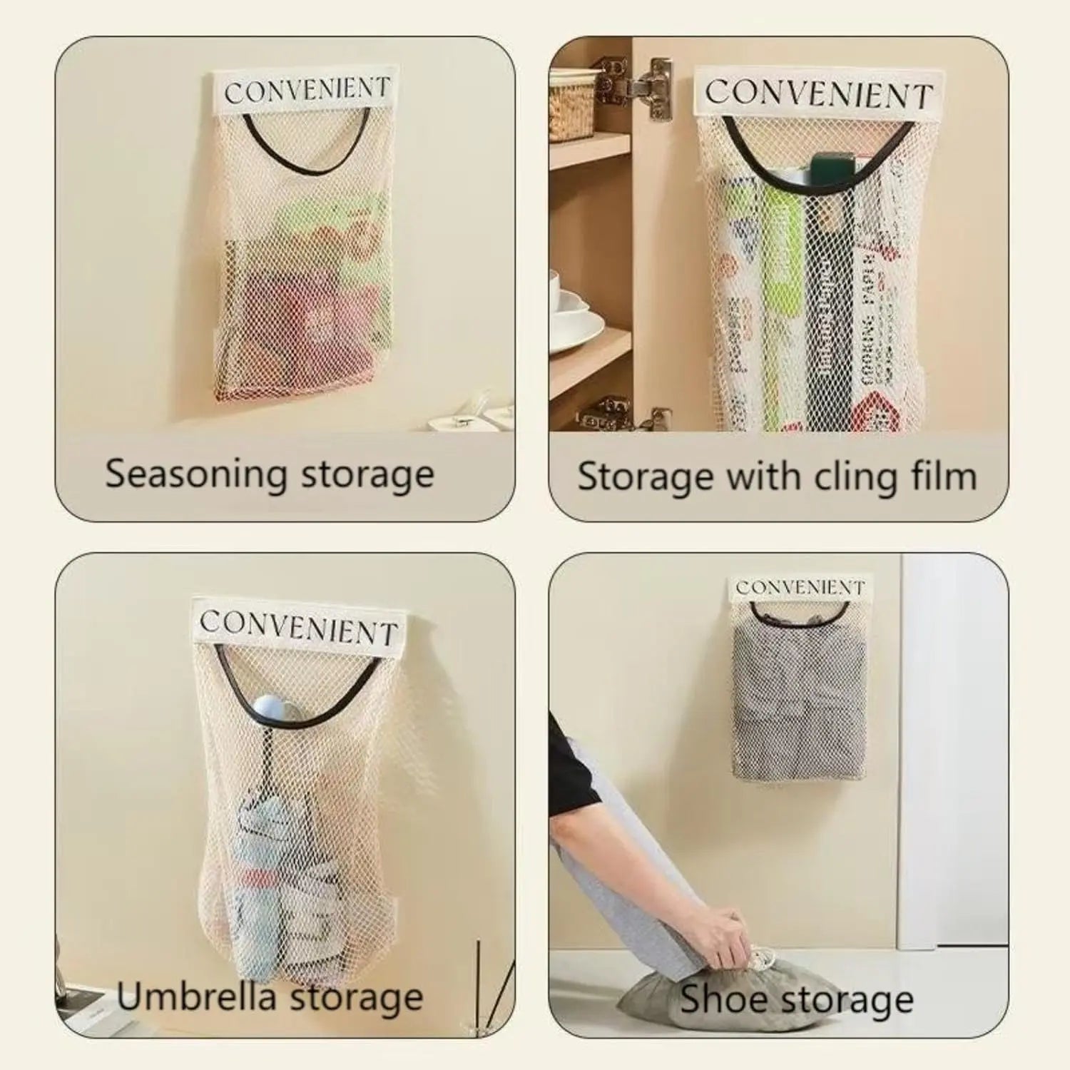 5PCS Grocery Garbage Bag Holder Trash Bag Dispenser Sticky Wall Mounted Mesh🛒 - image 4