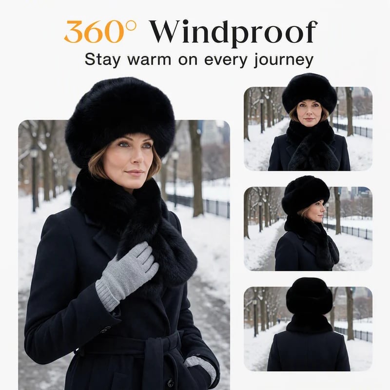 Winter Plush Thickened Scarf and Hat Warm Set