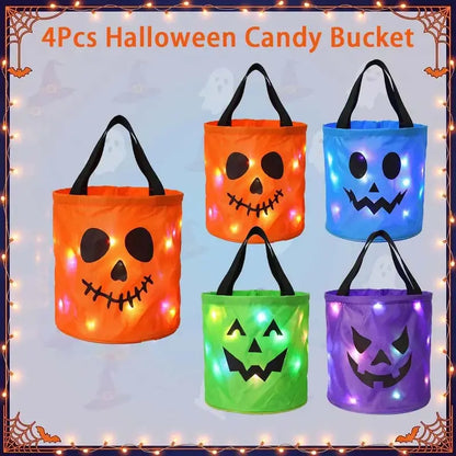 LED Halloween Pumpkin Light Candy Buckets - image 7